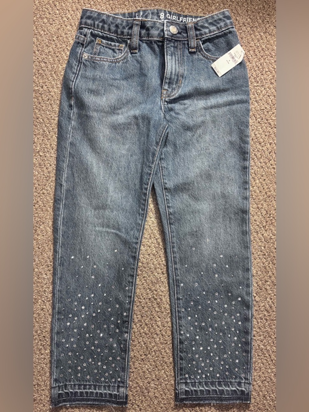 GAP Girls Dark Blue Jeans with Rhinestone Hem